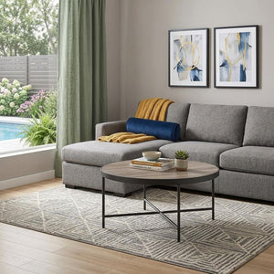 The Harlan Wood And Iron Round Coffee Table