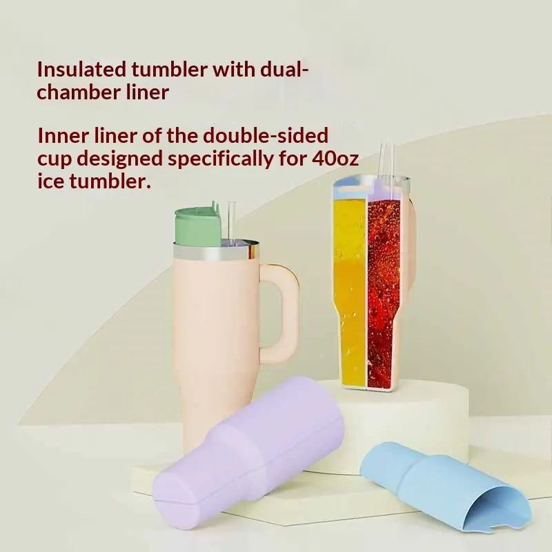 Dual-chamber liner splits a 40oz tumbler into two