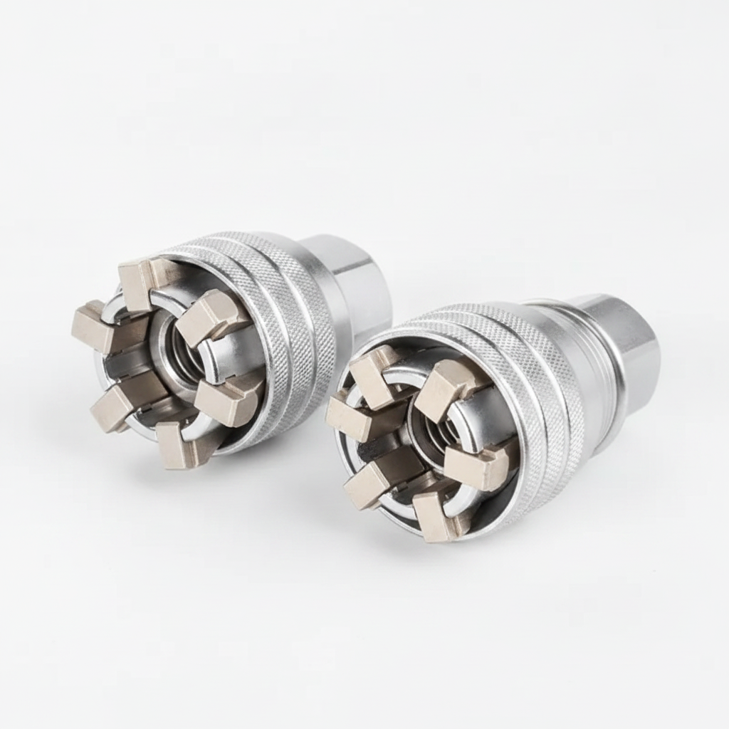 Adjustable pin jaws fit many bolt and nut sizes