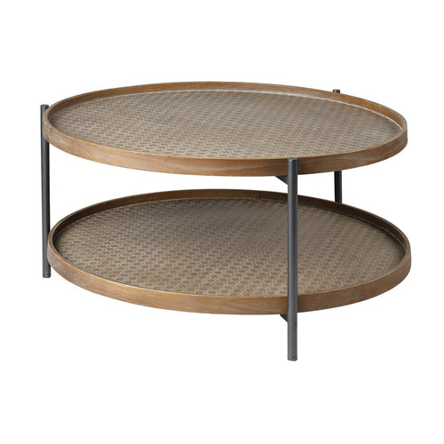 The Calder Wood And Iron Tiered Coffee Table