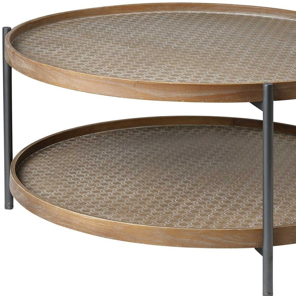 The Calder Wood And Iron Tiered Coffee Table