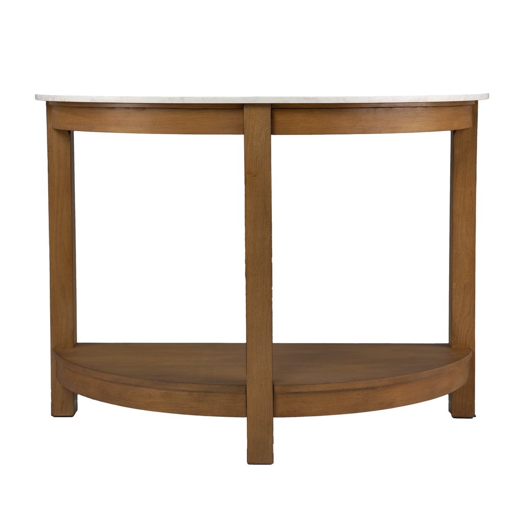 The Alcott Faux Marble Half-Circle Console Table