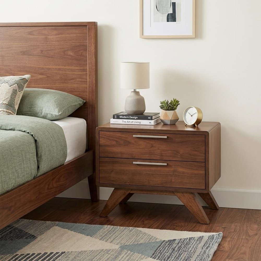 The Lockwood Solid Wood Two-Drawer Nightstand