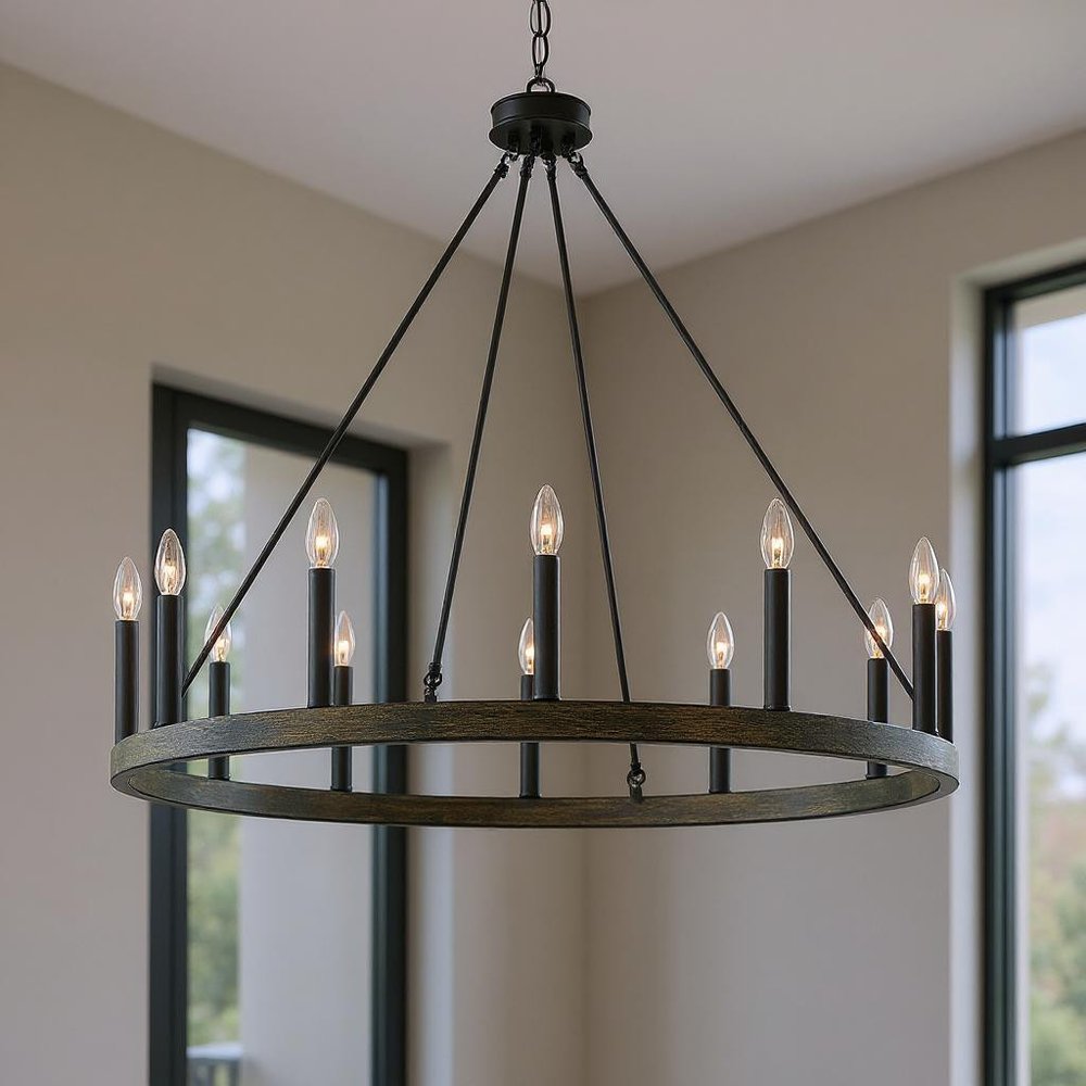 The Yeadon Black Metal Twelve-Light Chandelier