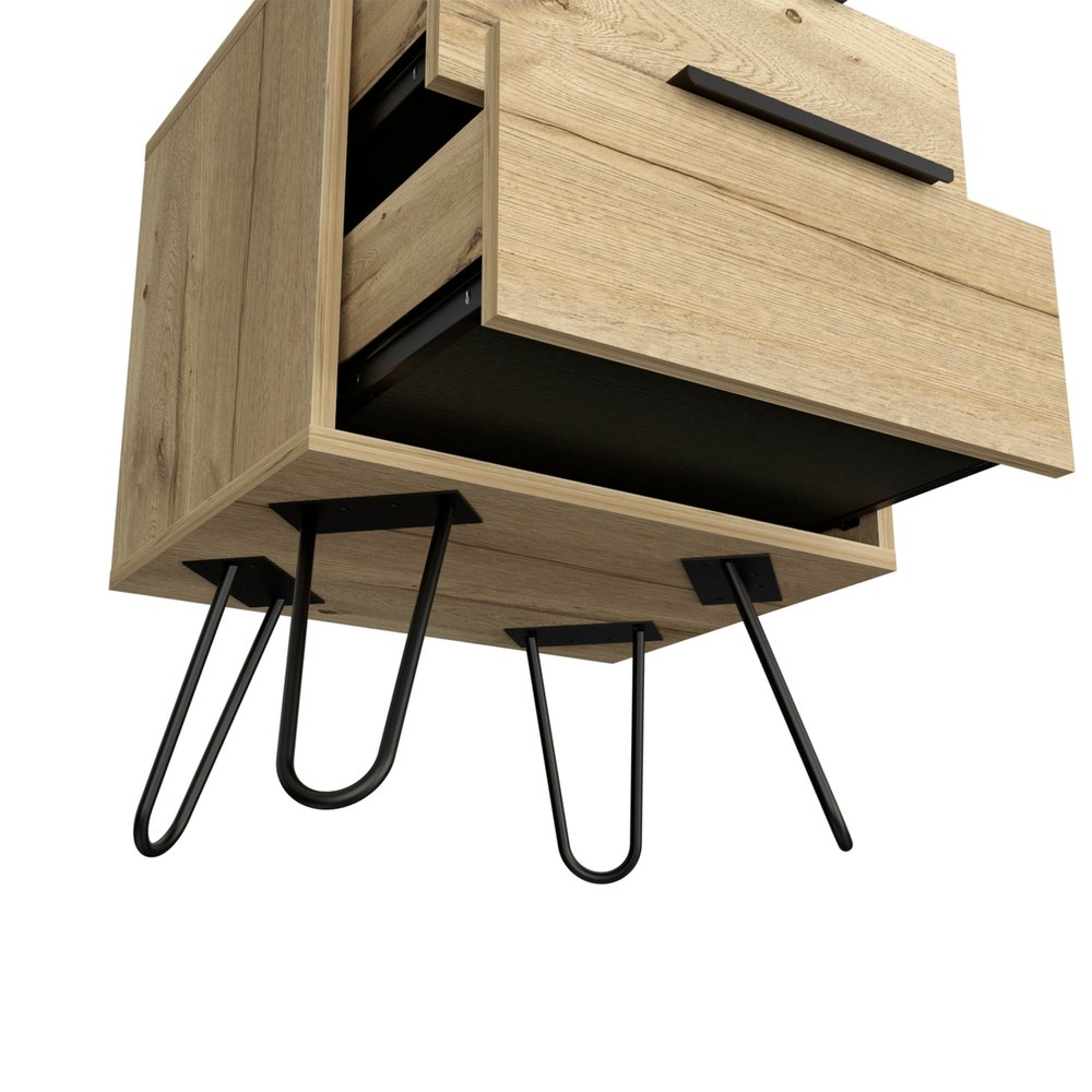 The Oakden Oak-Finish Wood Two-Drawer Nightstand