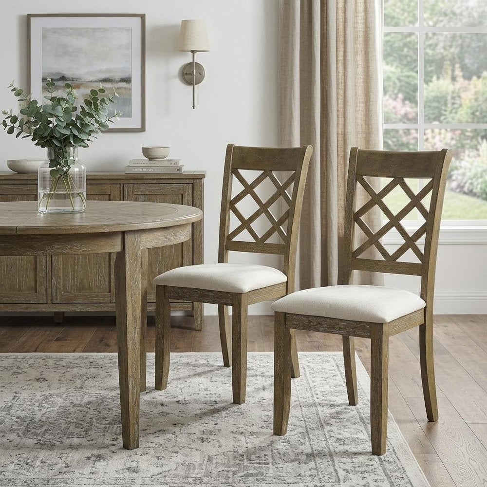 The Sudbury Linen Cross Back Dining Chairs (Set of Two)