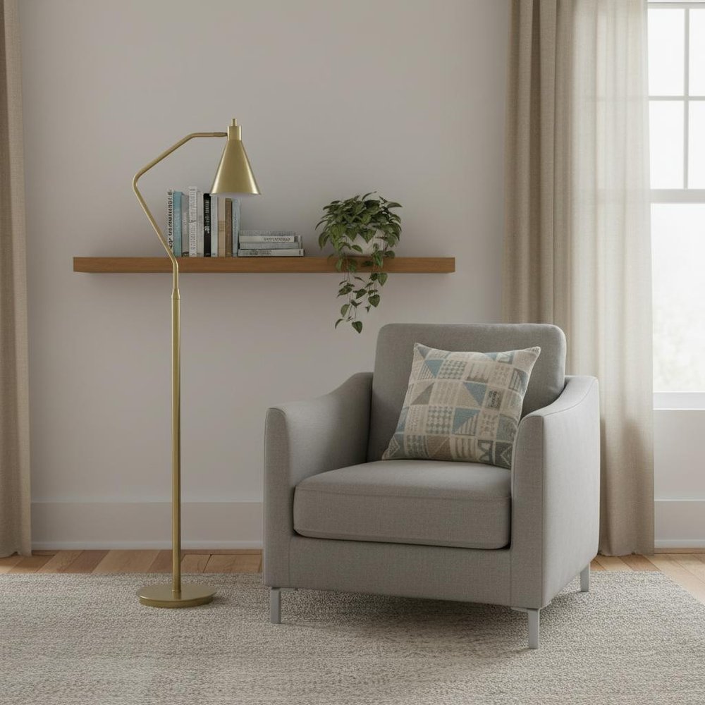 The Pelham Brass Metal Reading Floor Lamp