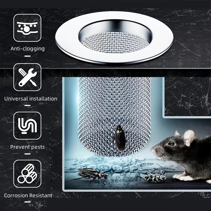 Roomlift drain strainer anti-clogging and pest prevention