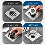 Drain strainer before and after catching hair