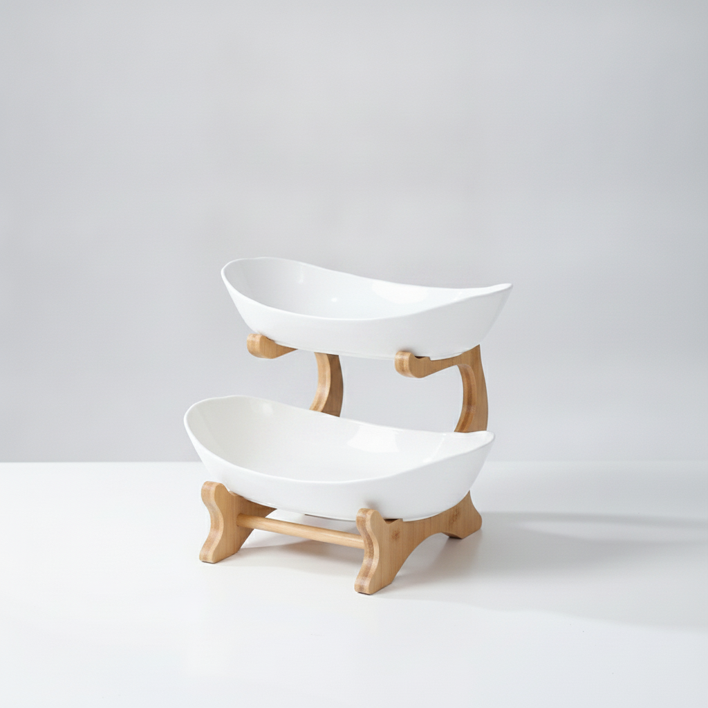 Roomlift Fruit Serving Stand White 2-tier
