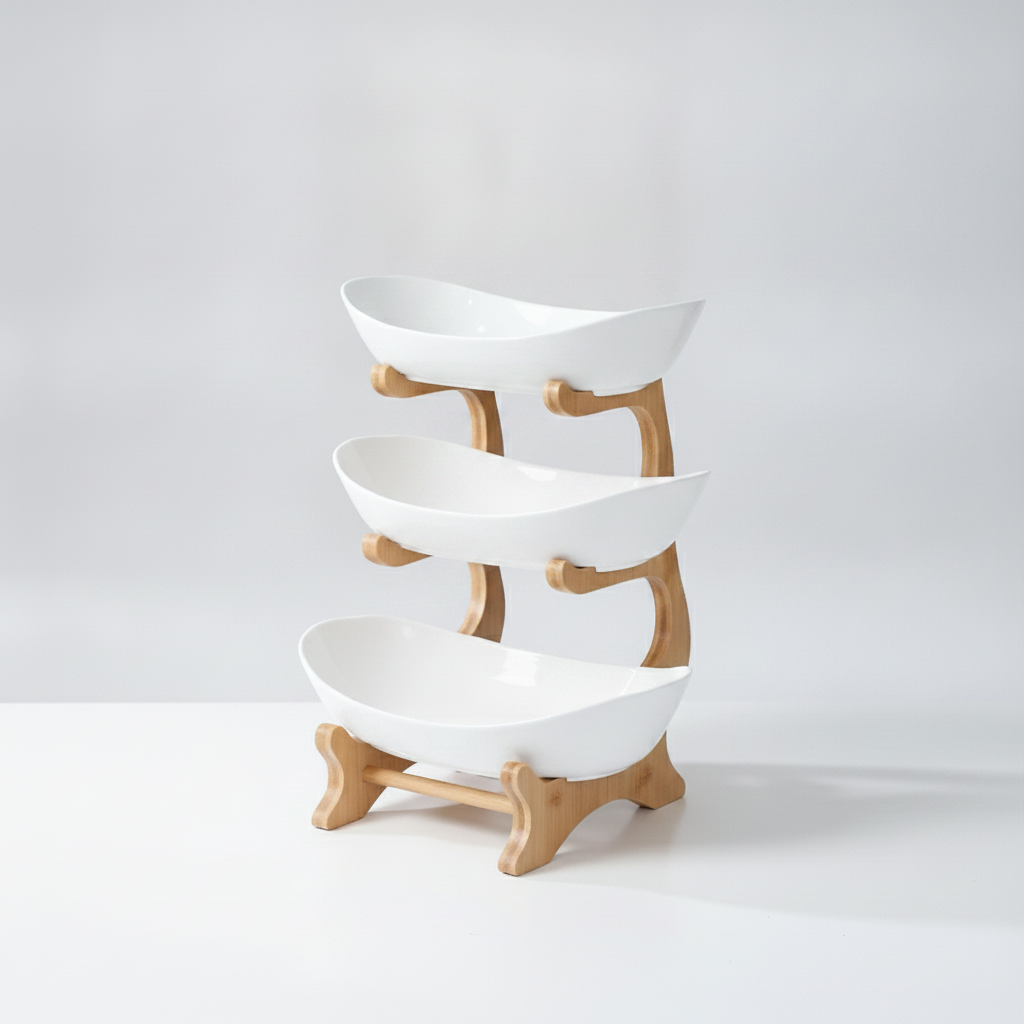 Roomlift Fruit Serving Stand White 3-tier