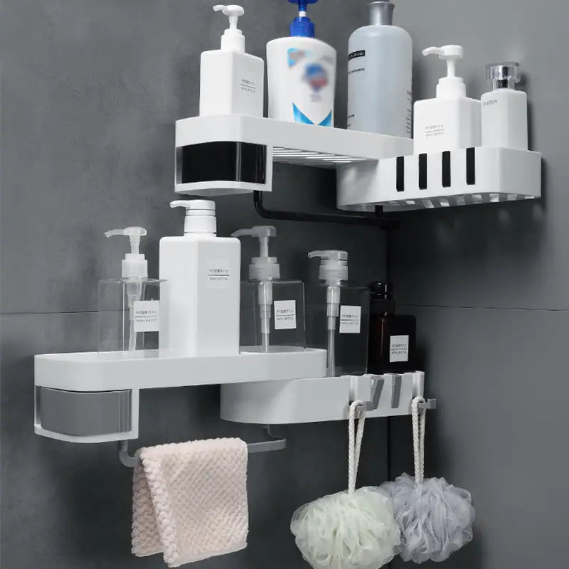 Roomlift corner shower caddy with bathroom essentials
