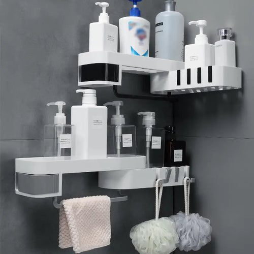 Roomlift corner shower caddy with bathroom essentials