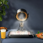 Roomlift smoke fan extracting smoke over food