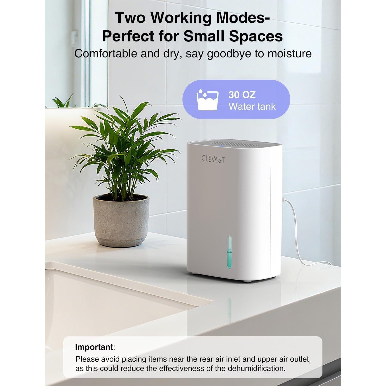 Small Dehumidifier for Home, 30Oz Mini Quiet Dehumidifier for Bathroom Bedroom, Portable Compact Air Dehumidifier for Closet, RV, Camper