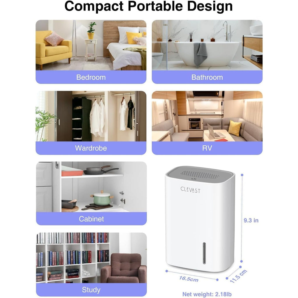Small Dehumidifier for Home, 30Oz Mini Quiet Dehumidifier for Bathroom Bedroom, Portable Compact Air Dehumidifier for Closet, RV, Camper