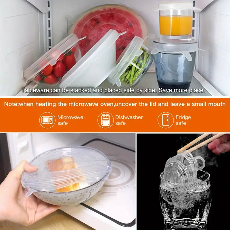 Roomlift stretch lids keeping food fresh in the fridge
